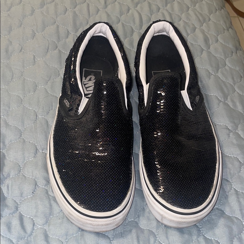 Vans Black Sequin Slip-On Shoes